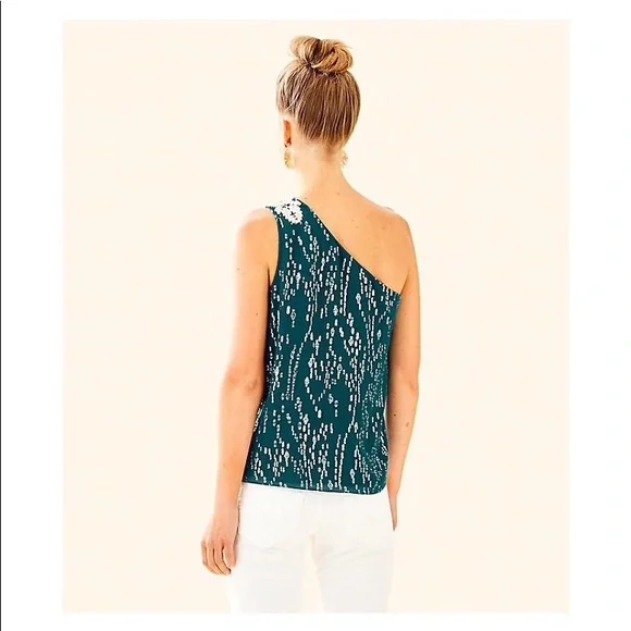 LILLY PULITZER Siene One Shoulder Silk Top - Picture 3 of 8